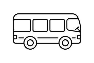 Bus icon vector black outline for web site Computer and mobile app. representing public transportation.