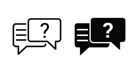 Comment question vector illustration icon set. flat and stroke style Collection. Text chat icon designs.