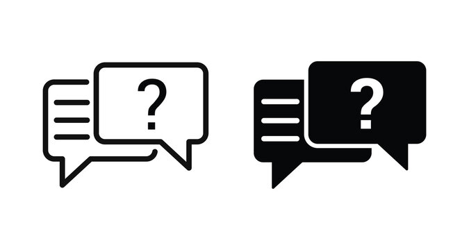 Comment question vector illustration icon set. flat and stroke style Collection. Text chat icon designs.