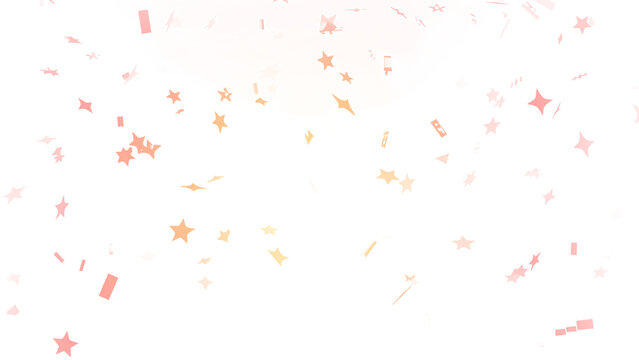 Scattered colorful star shaped confetti and small abstract shapes isolated on transparent background for festive celebrations and party decorations