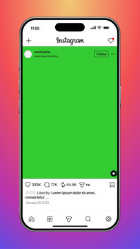 Instagram post template on Smartphone vector illustration. Perfect social media post frame illustration.	