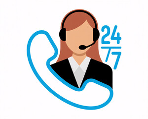 Reliable 24/7 customer service agent offering professional support, with a friendly demeanor and modern style perfect for business communications and marketing