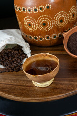 Artisanal cafe de olla process with clay pottery