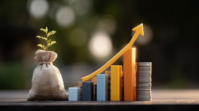 A financial growth journey: nurturing investment in early morning light. Revenue increase. Embrace the morning light: nurtured investments and growth represented. Market analysis.