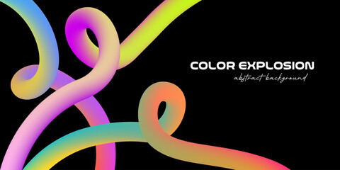 gradient wave formed by curved 3D color lines, ideal for minimalist, contemporary posters.