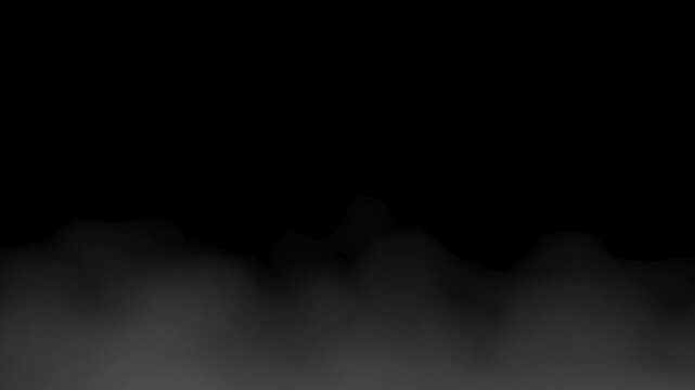 White smoke. Steam. Slowly moving upward against a black background. Gray fog effect isolated on a black background. Rising smoke overlay. Looping video, 4K.