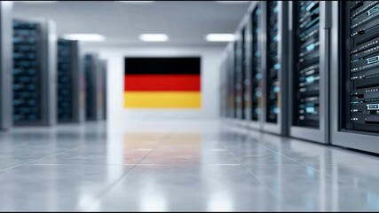 Germany's powerful data infrastructure humming steadily, showcasing secure servers and advanced technology for global connectivity and data storage - Powered by Adobe