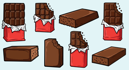 Chocolate bars collection with various pieces