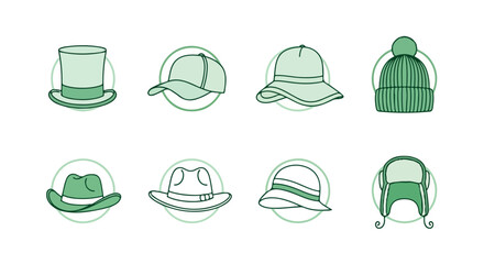 Various hats collection with transparent background