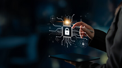 Cyber security system protecting digital infrastructure. Cyber security ensures data safety, prevents breaches, cyber security strengthens defense, and supports secure operations. Latch