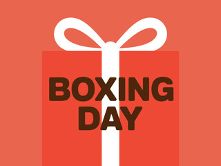 Boxing Day sale event on a red gift box illustration