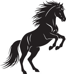 Obraz premium Majestic black horse rearing up silhouette on a transparent background design