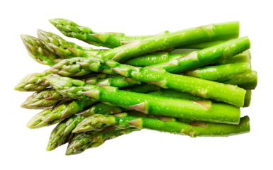 Macro shot of green asparagus on a transparent background