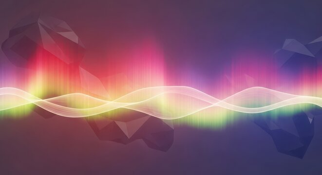 Abstract colorful light waves with geometrical shapes background - Powered by Adobe