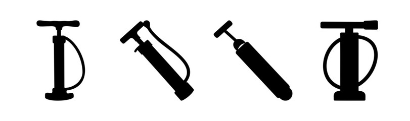 Air pump silhouette set for inflation tasks and equipment