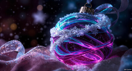 Imperial Frosted Orb with Neon Swirl Light