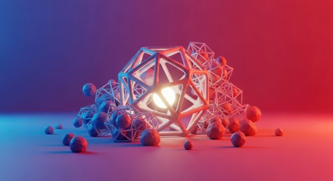 Abstract glowing geometric shapes with a modern futuristic design