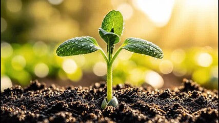 Watch new life emerge in time-lapse video footage of a seedling sprouting, symbolizing growth, resilience, and the promise of new beginnings