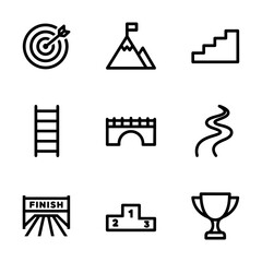Minimalist icon set featuring goals, achievements, and pathways