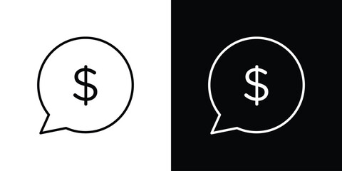 Naklejka premium Comment dollar icon. Outline symbol for Website UI