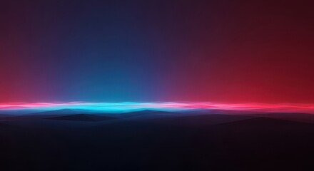 Abstract Landscape with Blue and Red Neon Glow Effect