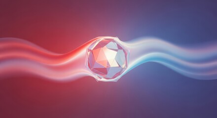 Abstract polygonal object with energy flow and colored background