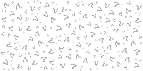 Question mark seamless pattern. Repeating interrogation patern. Hand drawn black simple icon on white sample background. Repeated modern wallpaper for design prints. Repeat swatch.