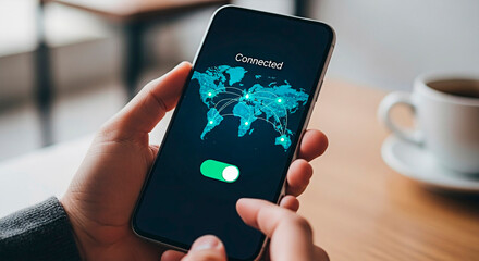 A smartphone connected to the world for the concept of the global network and technology.