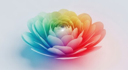 Abstract rainbow colored flower with many delicate petals