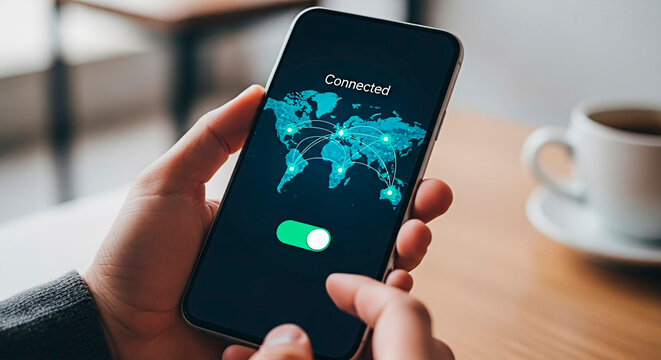 A smartphone connected to the world for the concept of the global network and technology.