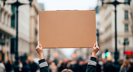A person holding a blank sign during a protest for the concept of Social issues.