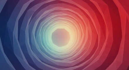 Abstract Tunnel of Geometric Shapes with Colorful Gradient Light