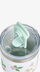 Stylish reusable tumbler with floral design and easy-open lid for refreshing drinks at home or on the go.