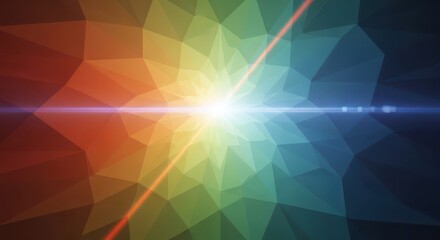 Colorful Abstract Polygonal Background with Light Burst and Flare