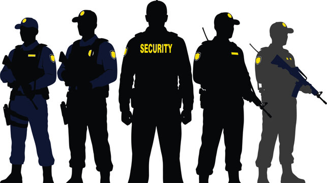 Security guard team vector illustration for protection and law enforcement agencies and private security firms