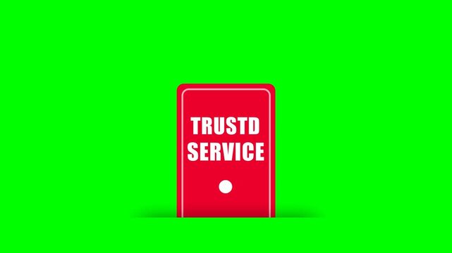 Trusted service tag label animation on a green screen background for business promotions, service highlights, and marketing campaigns.