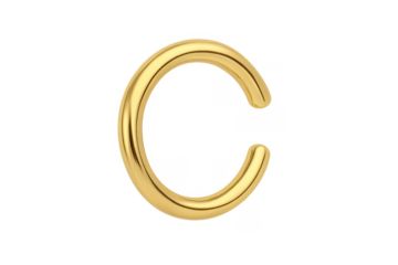 Golden letter c 3d rendering transparent background