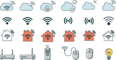 Nature wildlife outline icons set vector illustration minimalist design for web and print design