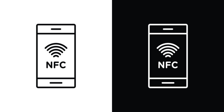 NFC communication icon. Outline symbol for Website UI