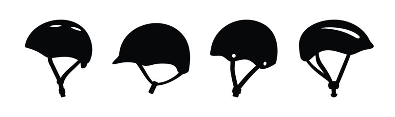 Collection of diverse sport and protective headgear silhouettes