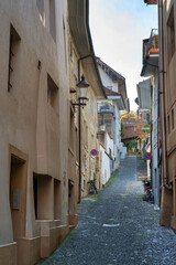 Narrow street in the old European town