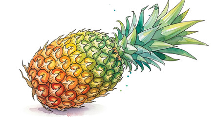 Delicious pineapple with vibrant watercolor style perfect for summer recipes and tropical designs, bright and juicy, inviting sunshine and happiness
