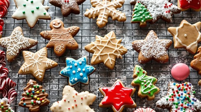 Assorted Christmas Cookies with Festive Icing