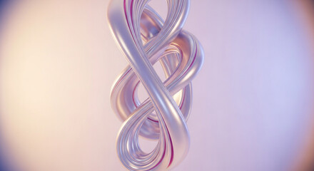 Elegant flowing metallic sculpture with soft gradient background creates a stunning visual for modern design concepts and luxury branding