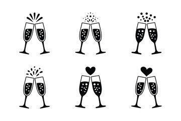 Toasting champagne glasses illustration © MdTaz