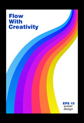Colorful Curved Gradient Lines Poster with Modern Flowing Abstract Design