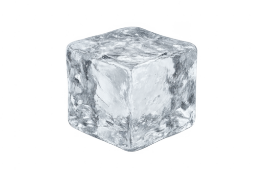 Ice cube cooling drink ingredient on transparent background