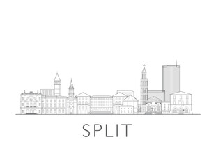 Fototapeta premium Split Croatia cityscape illustration skyline drawing