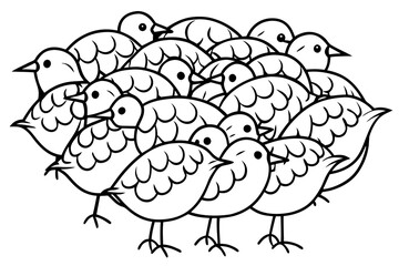 Birds Line Art Bundle Vector on White Background