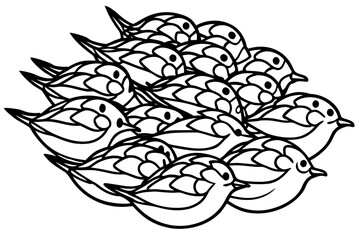 Birds Line Art Bundle Vector on White Background